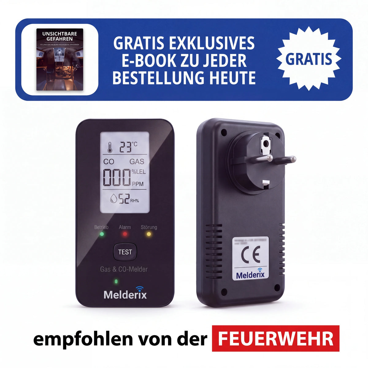 Melderix Detector de CO 4 en 1 para familia & mascotas