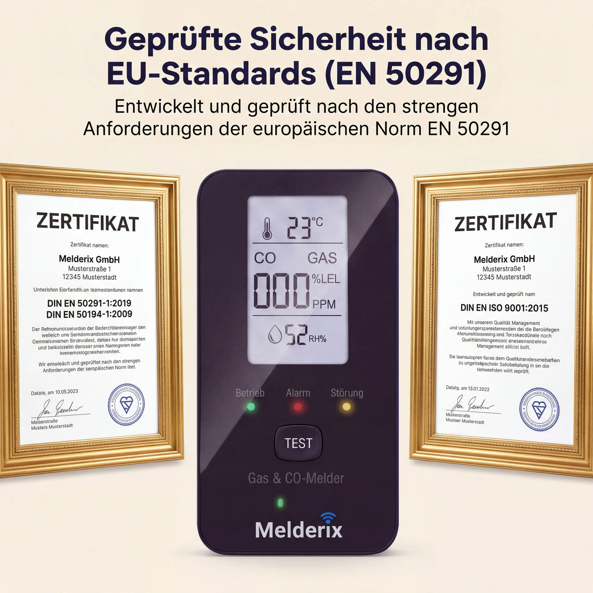 Melderix Detector de CO 4 en 1 para familia & mascotas