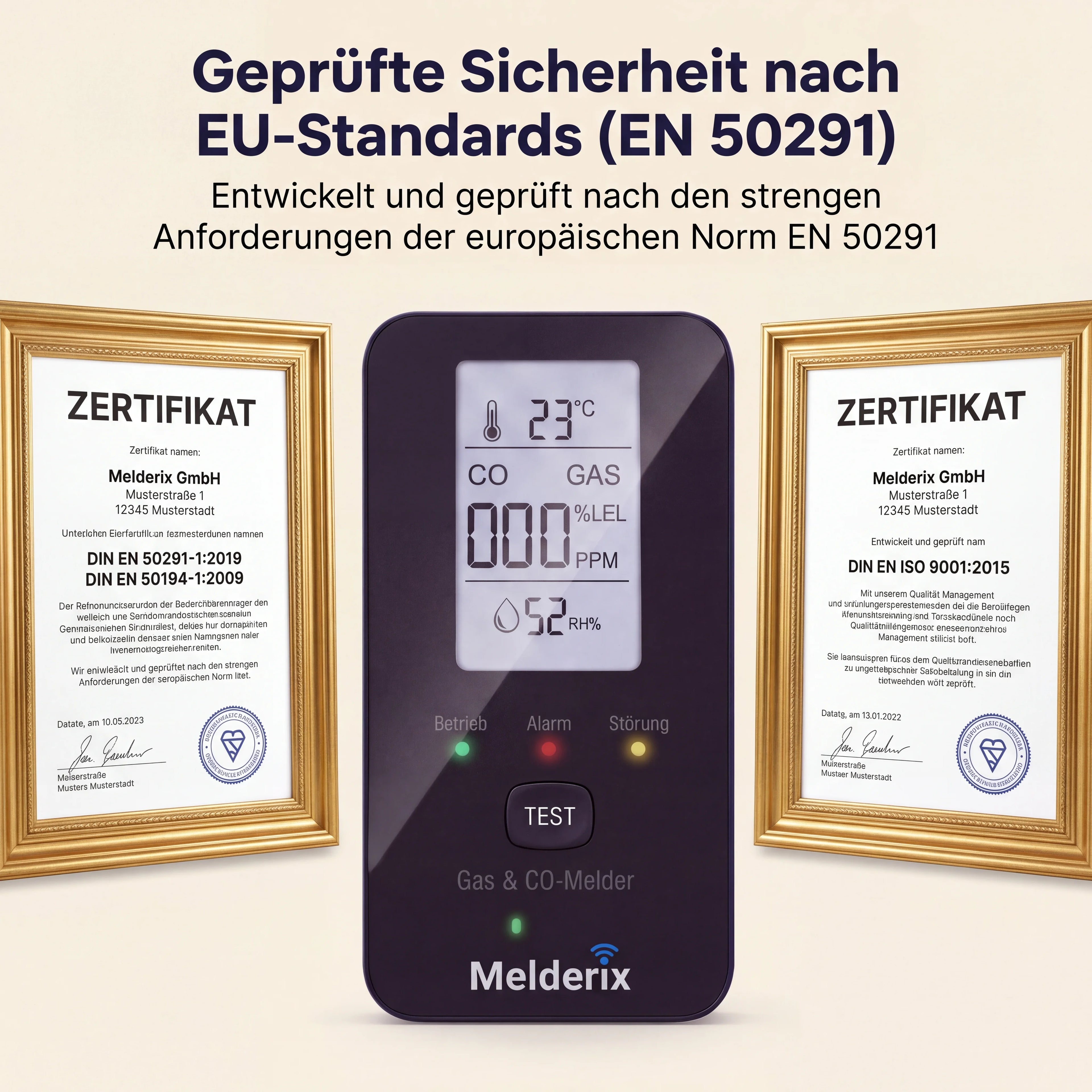 Melderix Detector de CO 4 en 1 para familia & mascotas